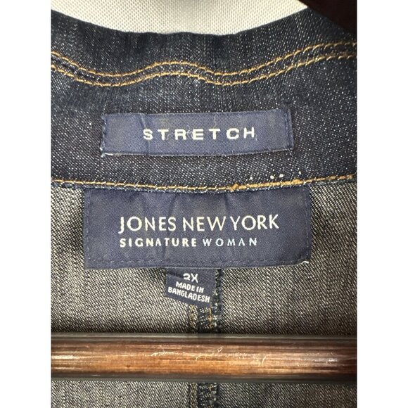 Women’s Jones New York 2X Dark Blue Jean Jackets - Picture 5 of 6